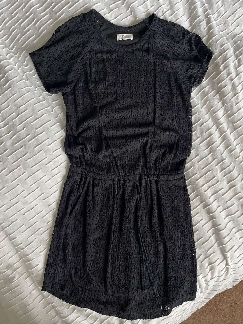 Lou & Grey Black Crochet Short Sleeve Dress - Size XS